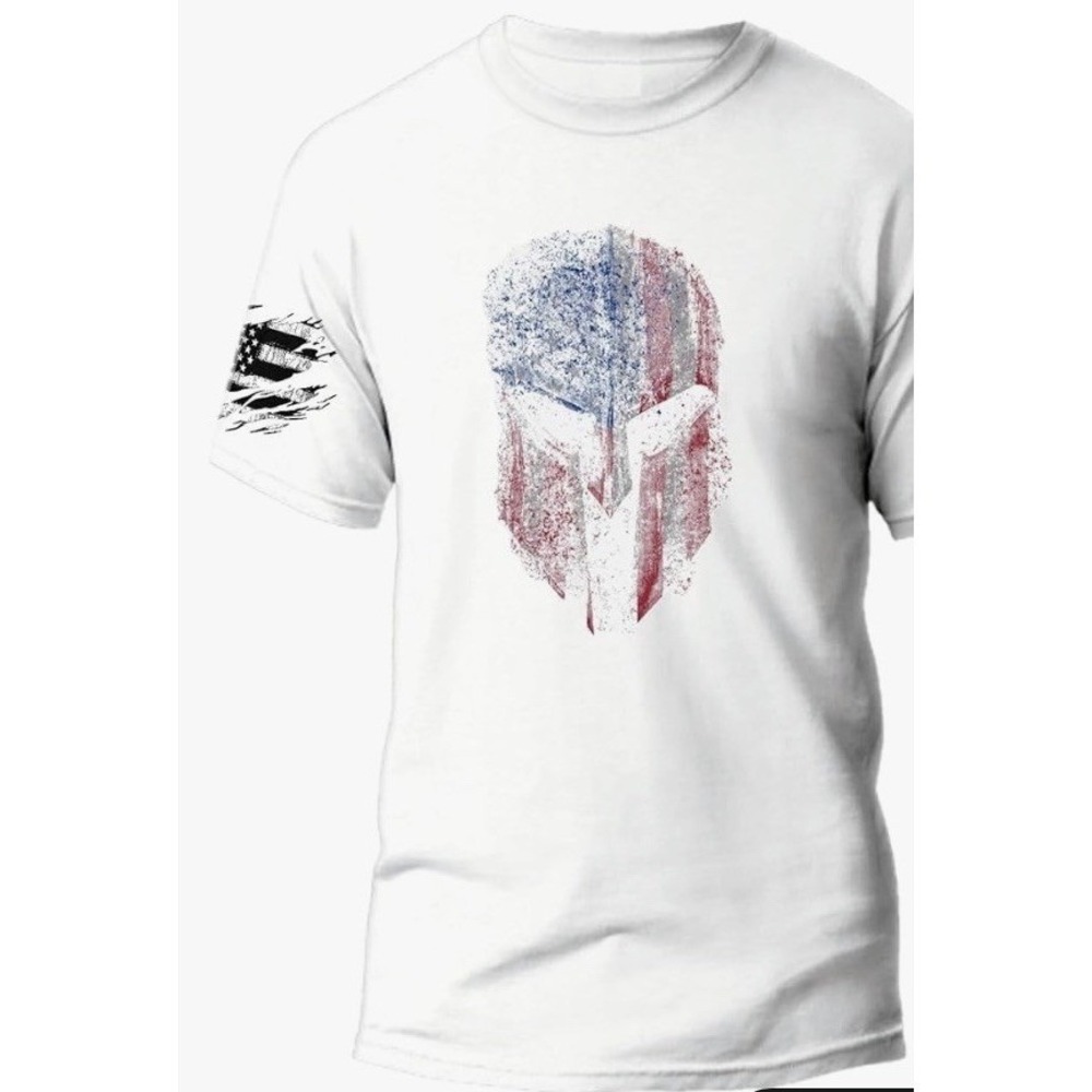 Unbranded T-Shirt Mens 3XL White New Patriotic Spartan Warrior Helmet C953